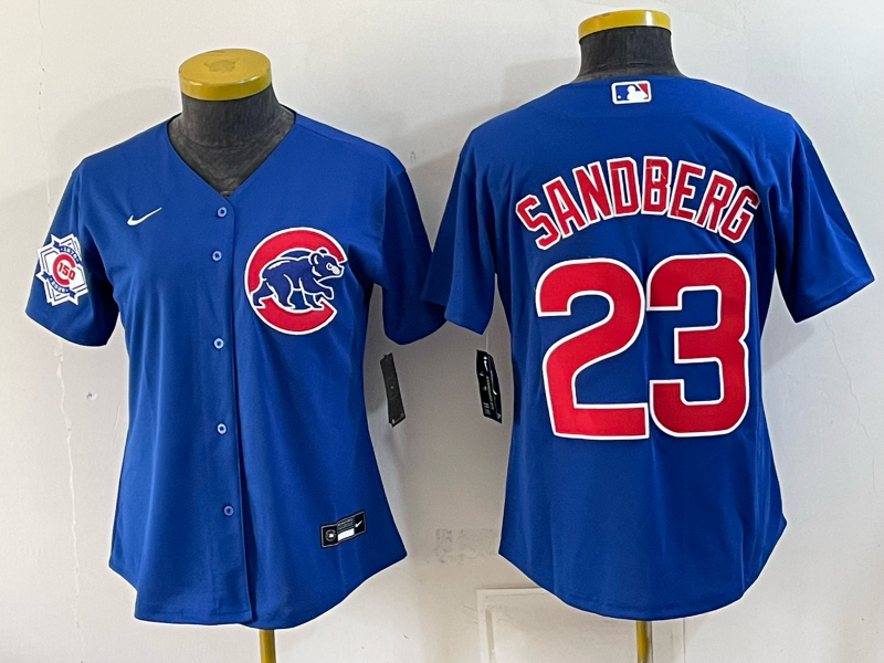 Women 2026 Chicago Cubs #23 Sandberg blue Game Nike MLB Jersey 02->women mlb jersey->Women Jersey
